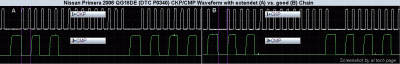 before_after.gif (15.25 КБ) 110303 просмотра Nissan Primera 2006 QG18DE (DTC P0340) CKP/CMP Waveform with extendet (A) and good (B) Chain